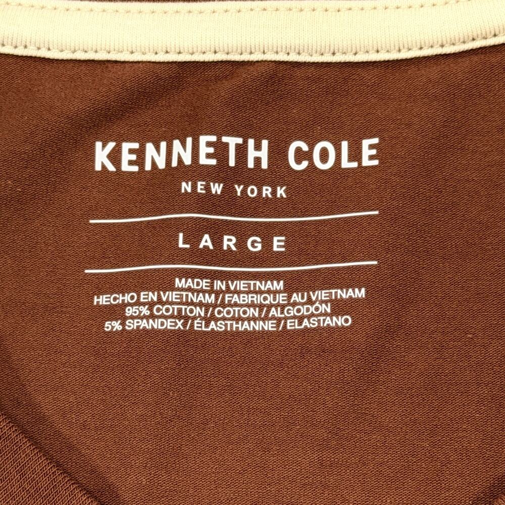 Kenneth Cole Mens V-Neck T-Shirt Large L Brown Sequoia Short Sleeve Stretch NWT - Picture 4 of 10